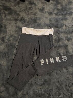 PINK Victoria's Secret Gray Fold-Over Waist Leggings